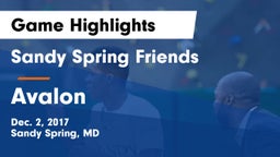 Sandy Spring Friends  vs Avalon  Game Highlights - Dec. 2, 2017