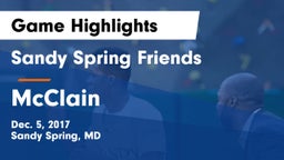 Sandy Spring Friends  vs McClain  Game Highlights - Dec. 5, 2017