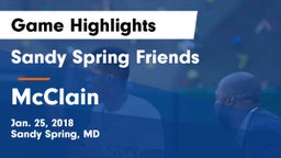 Sandy Spring Friends  vs McClain  Game Highlights - Jan. 25, 2018