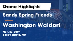 Sandy Spring Friends  vs Washington Waldorf Game Highlights - Nov. 25, 2019