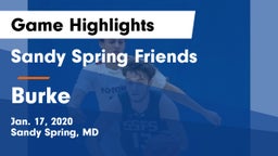 Sandy Spring Friends  vs Burke Game Highlights - Jan. 17, 2020