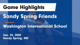 Sandy Spring Friends  vs Washington International School Game Highlights - Jan. 24, 2020