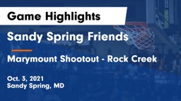 Sandy Spring Friends  vs Marymount Shootout - Rock Creek Game Highlights - Oct. 3, 2021