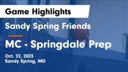 Sandy Spring Friends  vs MC - Springdale Prep Game Highlights - Oct. 22, 2023