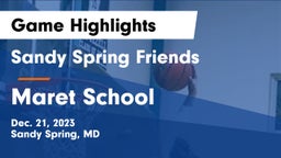Sandy Spring Friends  vs Maret School Game Highlights - Dec. 21, 2023