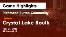 Richmond-Burton Community  vs Crystal Lake South Game Highlights - Jan. 26, 2019