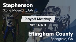 Matchup: Stephenson High vs. Effingham County  2016