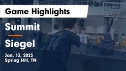 Summit  vs Siegel  Game Highlights - Jan. 13, 2023