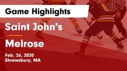 Saint John's  vs Melrose  Game Highlights - Feb. 26, 2020