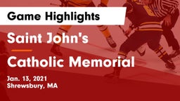 Saint John's  vs Catholic Memorial  Game Highlights - Jan. 13, 2021