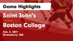 Saint John's  vs Boston College  Game Highlights - Feb. 3, 2021