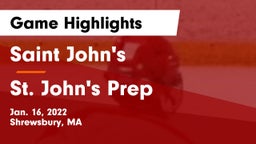 Saint John's  vs St. John's Prep Game Highlights - Jan. 16, 2022