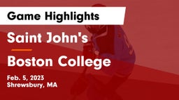 Saint John's  vs Boston College  Game Highlights - Feb. 5, 2023