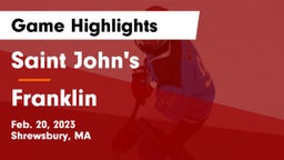 Saint John's  vs Franklin  Game Highlights - Feb. 20, 2023