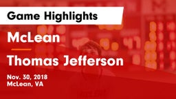 McLean  vs Thomas Jefferson  Game Highlights - Nov. 30, 2018