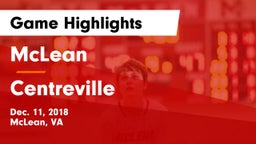 McLean  vs Centreville  Game Highlights - Dec. 11, 2018