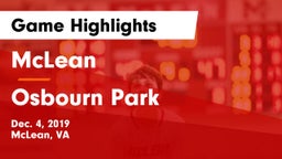 McLean  vs Osbourn Park  Game Highlights - Dec. 4, 2019