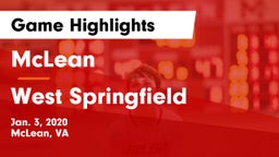 McLean  vs West Springfield  Game Highlights - Jan. 3, 2020