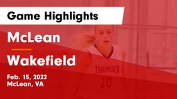 McLean  vs Wakefield  Game Highlights - Feb. 15, 2022