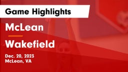 McLean  vs Wakefield  Game Highlights - Dec. 20, 2023