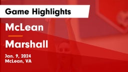McLean  vs Marshall  Game Highlights - Jan. 9, 2024