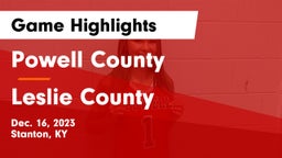 Powell County  vs Leslie County  Game Highlights - Dec. 16, 2023