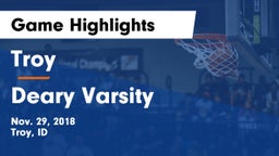 Troy  vs Deary Varsity Game Highlights - Nov. 29, 2018