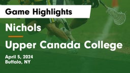 Nichols  vs Upper Canada College Game Highlights - April 5, 2024