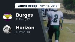 Recap: Burges  vs. Horizon  2018