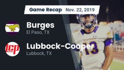 Recap: Burges  vs. Lubbock-Cooper  2019