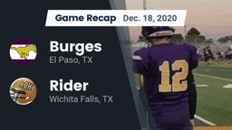 Recap: Burges  vs. Rider  2020