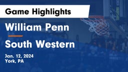 William Penn  vs South Western  Game Highlights - Jan. 12, 2024