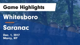 Whitesboro  vs Saranac Game Highlights - Dec. 1, 2017