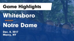 Whitesboro  vs Notre Dame  Game Highlights - Dec. 8, 2017