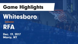 Whitesboro  vs RFA Game Highlights - Dec. 19, 2017