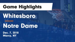 Whitesboro  vs Notre Dame  Game Highlights - Dec. 7, 2018