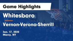 Whitesboro  vs Vernon-Verona-Sherrill  Game Highlights - Jan. 17, 2020