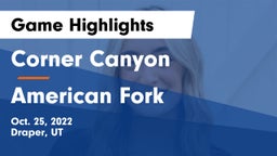 Corner Canyon  vs American Fork Game Highlights - Oct. 25, 2022