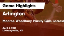 Arlington  vs Monroe Woodbury Varsity Girls Lacrosse Game Highlights - April 4, 2023