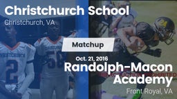 Matchup: Christchurch School vs. Randolph-Macon Academy  2016