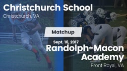 Matchup: Christchurch School vs. Randolph-Macon Academy  2017