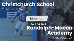 Matchup: Christchurch School vs. Randolph-Macon Academy  2019
