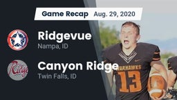 Recap: Ridgevue  vs. Canyon Ridge  2020