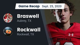 Recap: Braswell  vs. Rockwall  2020