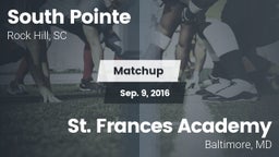 Matchup: South Pointe High vs. St. Frances Academy  2016