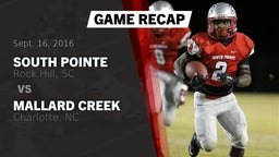 Recap: South Pointe  vs. Mallard Creek  2016