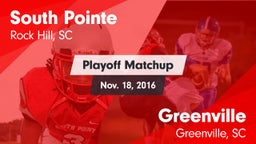Matchup: South Pointe High vs. Greenville  2016