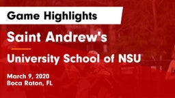 Saint Andrew's  vs University School of NSU Game Highlights - March 9, 2020