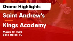 Saint Andrew's  vs Kings Academy Game Highlights - March 12, 2020