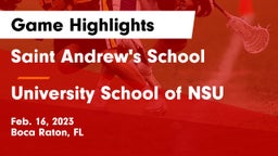 Saint Andrew's School vs University School of NSU Game Highlights - Feb. 16, 2023
